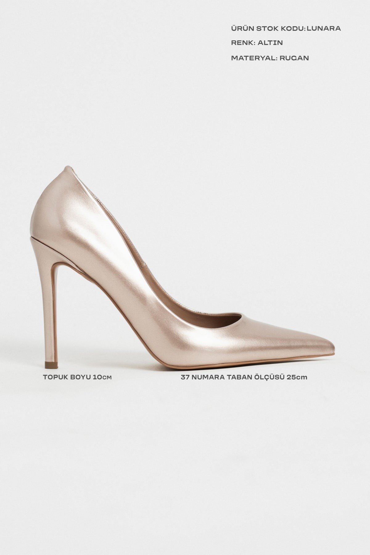 Lunara Altın Rugan Sivri Burun Stiletto - Görsel 2