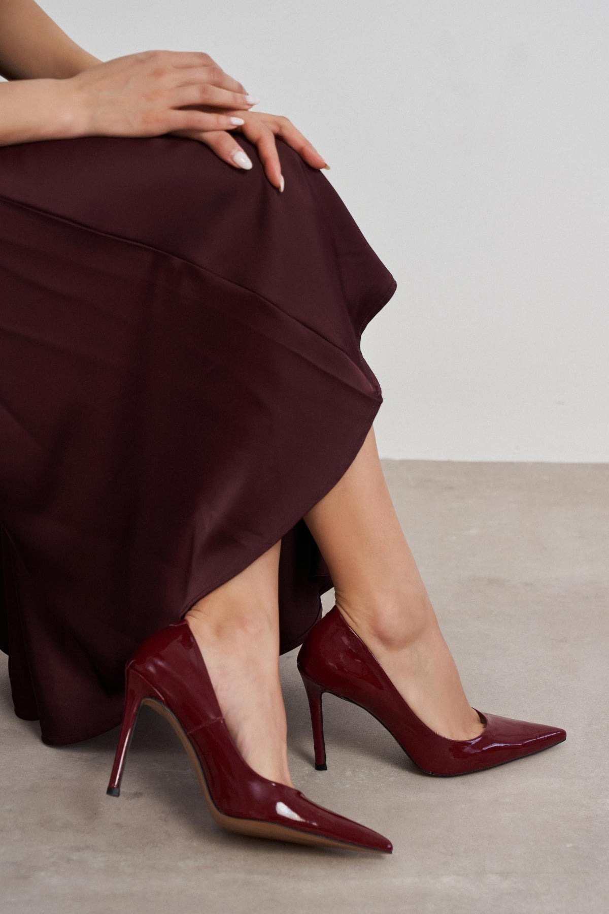 Lunara Bordo Rugan Sivri Burun Stiletto - Görsel 2