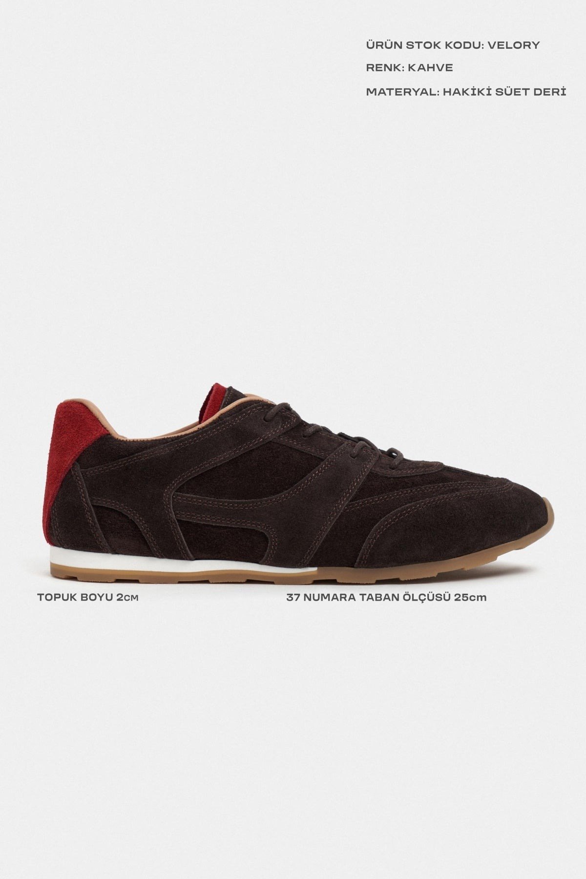 Velory Bitter Kahve Hakiki Süet Deri Sneaker - Görsel 2