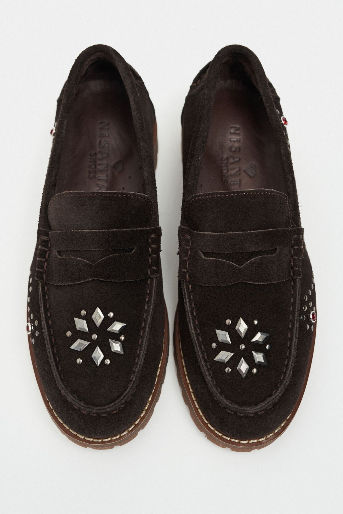 Clara Bitter Kahve Süet Taş Detaylı Loafer - Görsel 3